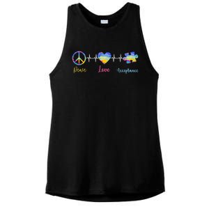 Autism Peace Love Acceptance Asd Awareness Month Tee Gift Ladies PosiCharge Tri-Blend Wicking Tank