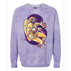 Astronaut Pizza Lover Colorblast Crewneck Sweatshirt