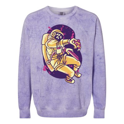 Astronaut Pizza Lover Colorblast Crewneck Sweatshirt