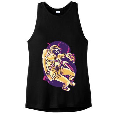 Astronaut Pizza Lover Ladies PosiCharge Tri-Blend Wicking Tank