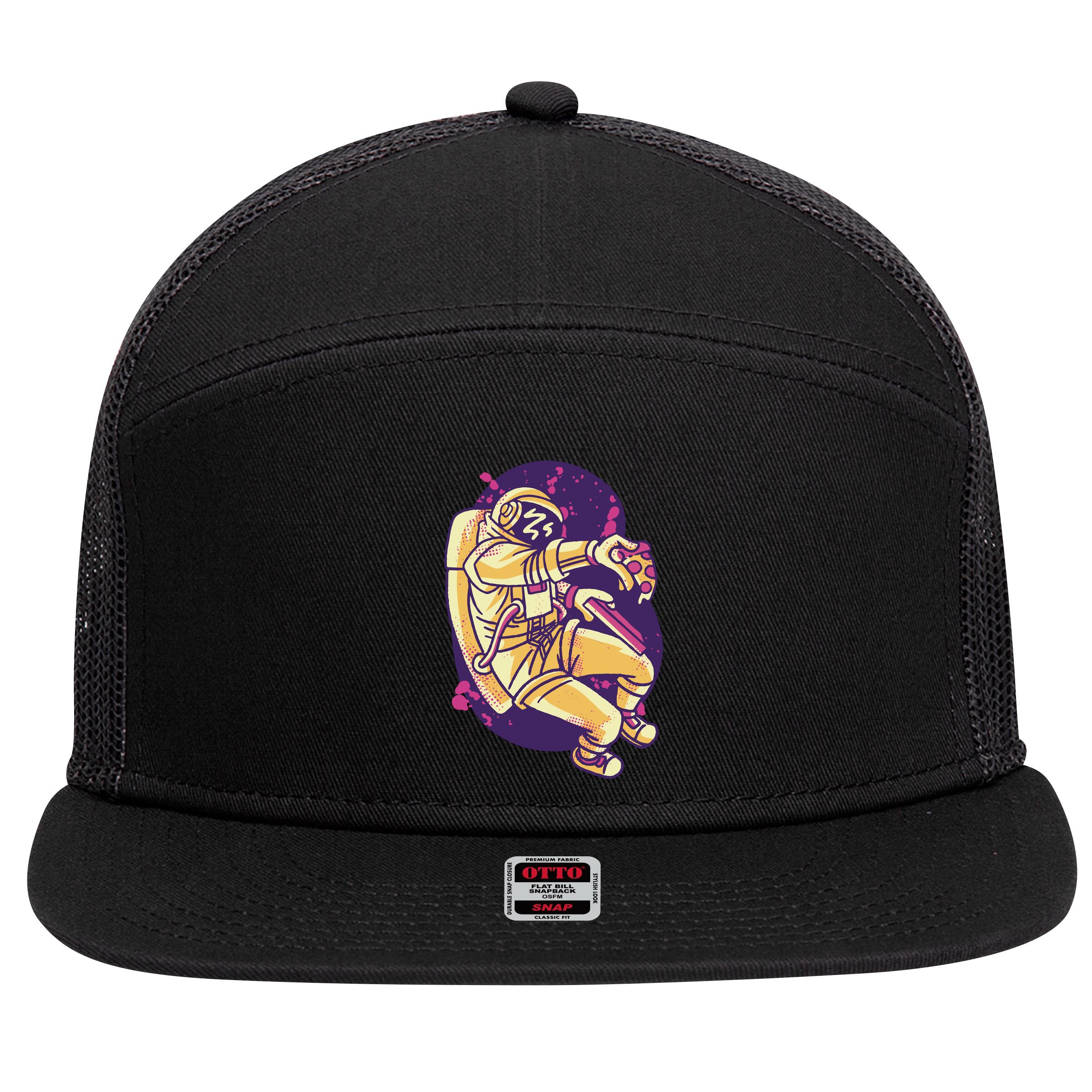 Astronaut Pizza Lover 7 Panel Mesh Trucker Snapback Hat