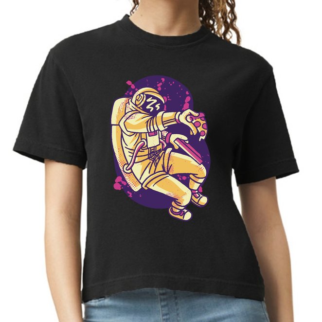 Astronaut Pizza Lover Comfort Colors Boxy T-Shirt