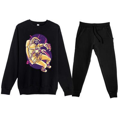 Astronaut Pizza Lover Premium Crewneck Sweatsuit Set