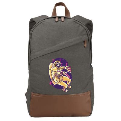 Astronaut Pizza Lover Cotton Canvas Backpack