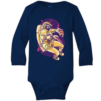 Astronaut Pizza Lover Baby Long Sleeve Bodysuit