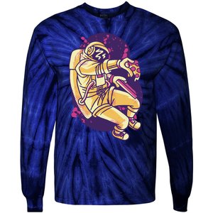 Astronaut Pizza Lover Tie-Dye Long Sleeve Shirt