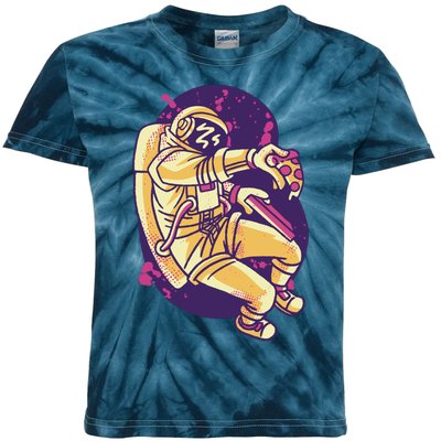 Astronaut Pizza Lover Kids Tie-Dye T-Shirt