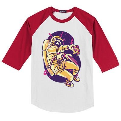 Astronaut Pizza Lover Kids Colorblock Raglan Jersey