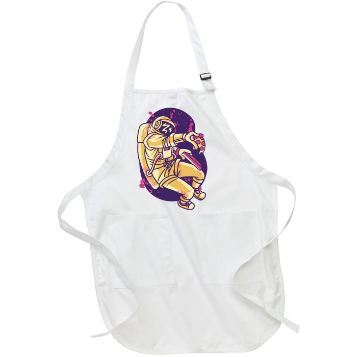 Astronaut Pizza Lover Full-Length Apron With Pockets