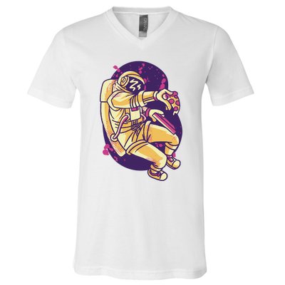 Astronaut Pizza Lover V-Neck T-Shirt