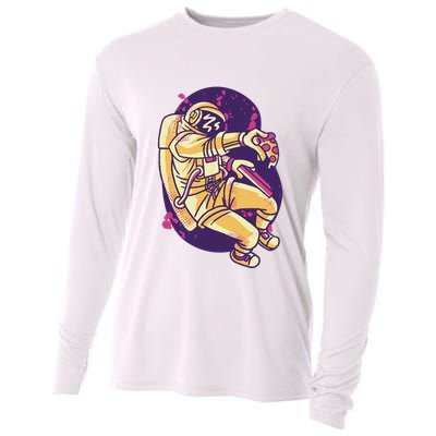 Astronaut Pizza Lover Cooling Performance Long Sleeve Crew