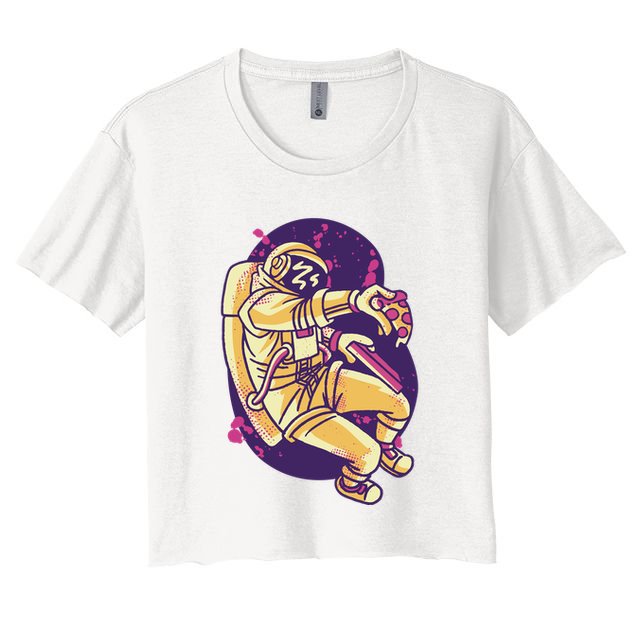 Astronaut Pizza Lover Crop Top