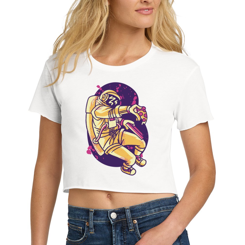 Astronaut Pizza Lover Crop Top