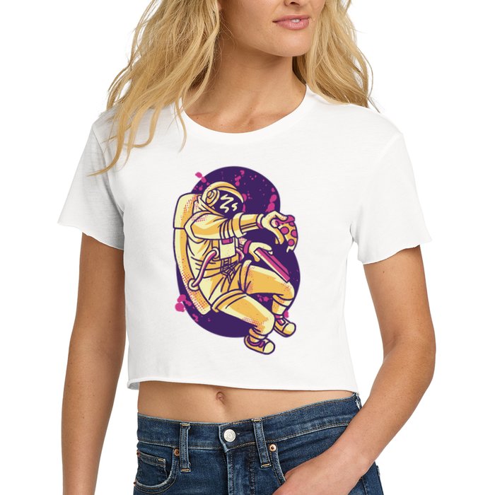 Astronaut Pizza Lover Crop Top