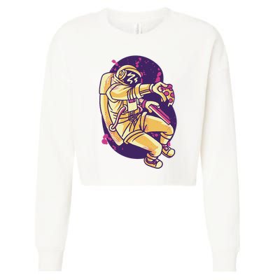 Astronaut Pizza Lover Cropped Pullover Crew