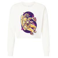 Astronaut Pizza Lover Cropped Pullover Crew
