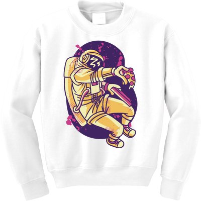 Astronaut Pizza Lover Kids Sweatshirt