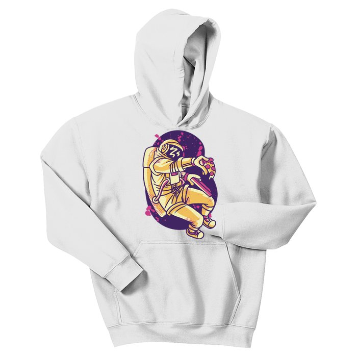 Astronaut Pizza Lover Kids Hoodie