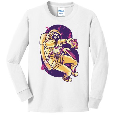 Astronaut Pizza Lover Kids Long Sleeve Shirt