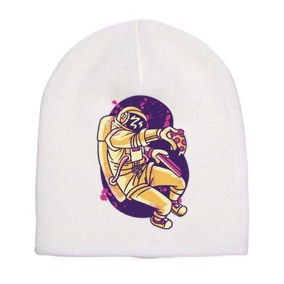 Astronaut Pizza Lover Short Acrylic Beanie