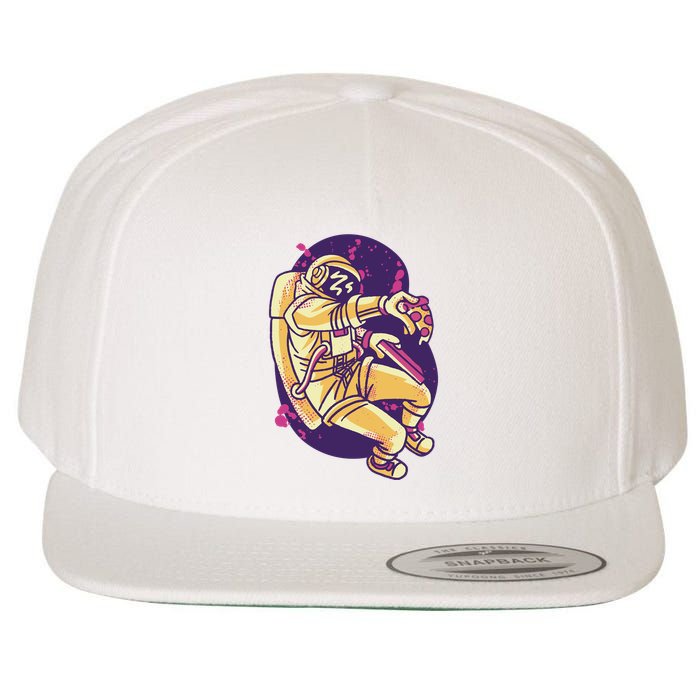 Astronaut Pizza Lover Wool Snapback Cap