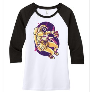 Astronaut Pizza Lover Women's Tri-Blend 3/4-Sleeve Raglan Shirt