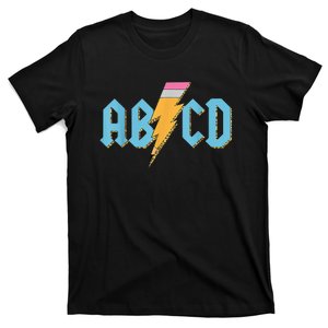 ABCD Pencil Lightning Rockn Roll Teacher Back To School Kids T-Shirt