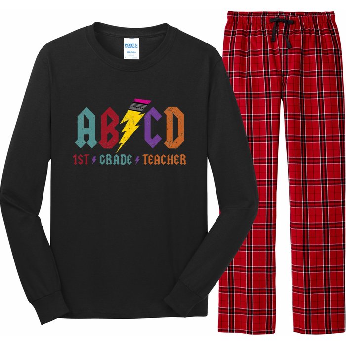 ABCD Pencil Lightning Rockn Roll Tee 1st Grade Teacher Long Sleeve Pajama Set