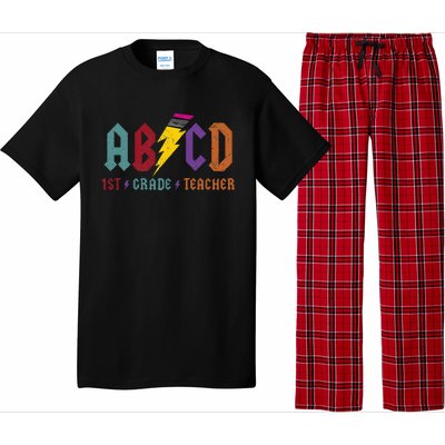 ABCD Pencil Lightning Rockn Roll Tee 1st Grade Teacher Pajama Set