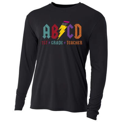 ABCD Pencil Lightning Rockn Roll Tee 1st Grade Teacher Cooling Performance Long Sleeve Crew