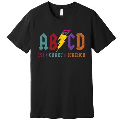 ABCD Pencil Lightning Rockn Roll Tee 1st Grade Teacher Premium T-Shirt