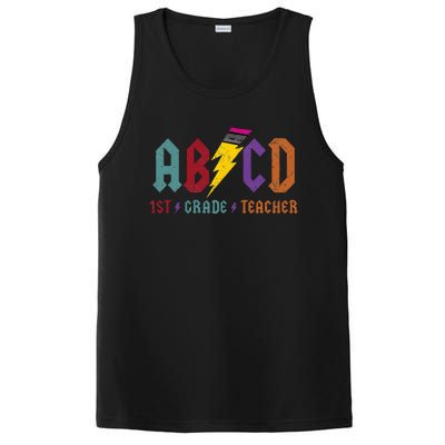 ABCD Pencil Lightning Rockn Roll Tee 1st Grade Teacher PosiCharge Competitor Tank