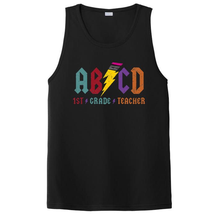 ABCD Pencil Lightning Rockn Roll Tee 1st Grade Teacher PosiCharge Competitor Tank