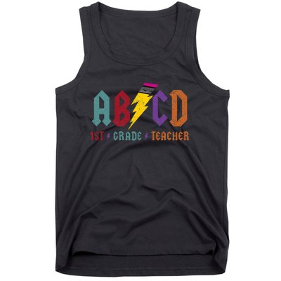 ABCD Pencil Lightning Rockn Roll Tee 1st Grade Teacher Tank Top