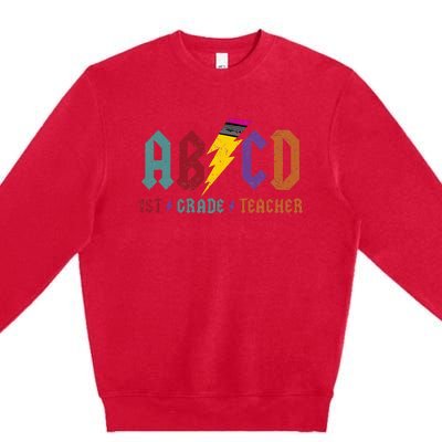 ABCD Pencil Lightning Rockn Roll Tee 1st Grade Teacher Premium Crewneck Sweatshirt