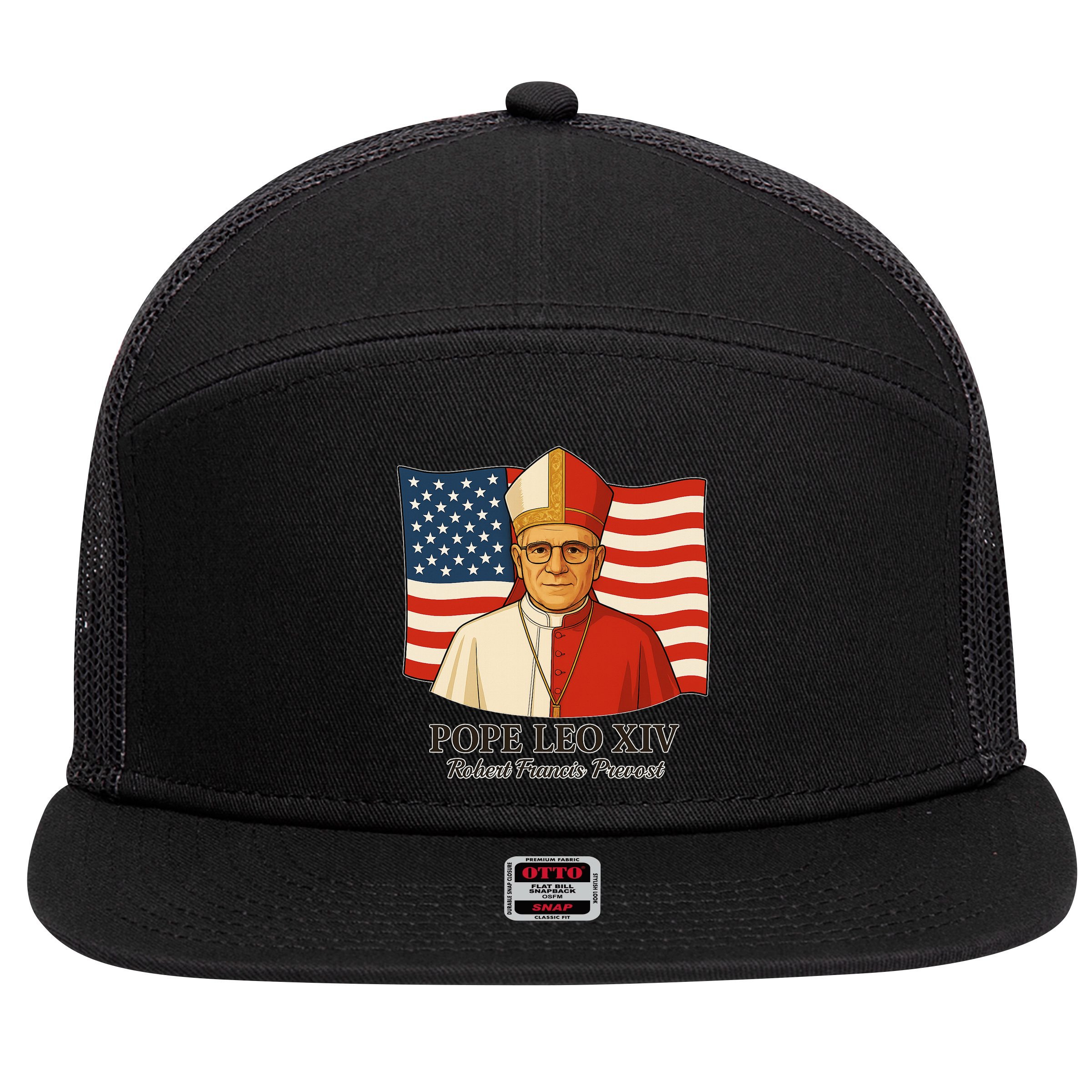 American Pope Leo XIV May 8th 2025 Robert Francis Prevost 7 Panel Mesh Trucker Snapback Hat