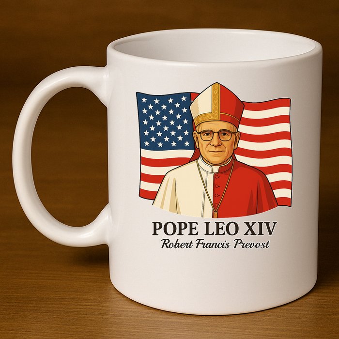 American Pope Leo XIV May 8th 2025 Robert Francis Prevost 11oz C Handle Ceramic Mug
