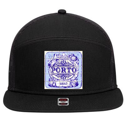 Azulejo Porto Lisbon Azulejos Lisboa 7 Panel Mesh Trucker Snapback Hat