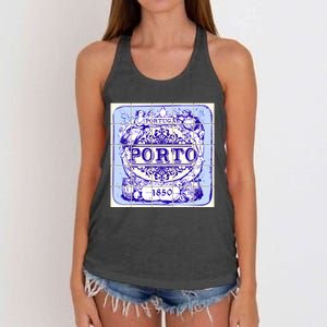 Azulejo Porto Lisbon Azulejos Lisboa Women's Knotted Racerback Tank