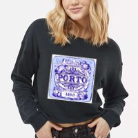Azulejo Porto Lisbon Azulejos Lisboa Cropped Pullover Crew