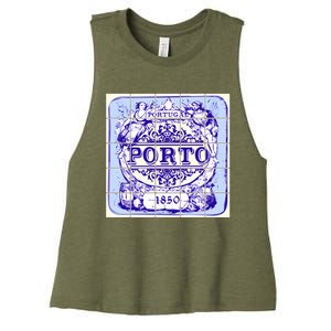 Azulejo Porto Lisbon Azulejos Lisboa Women's Racerback Cropped Tank