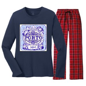 Azulejo Porto Lisbon Azulejos Lisboa Women's Long Sleeve Flannel Pajama Set 