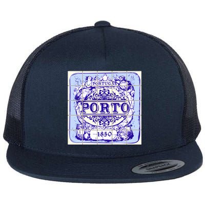 Azulejo Porto Lisbon Azulejos Lisboa Flat Bill Trucker Hat