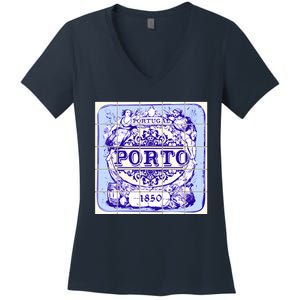 Azulejo Porto Lisbon Azulejos Lisboa Women's V-Neck T-Shirt