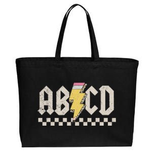 ABCD Pencil Lightning Bolt Back To School Teachers Cotton Canvas Jumbo Tote