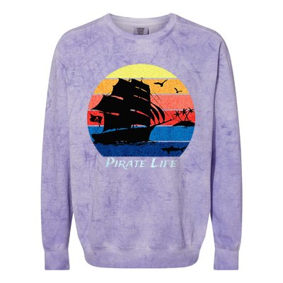 Arrgh Pirate Life Pirate Ship And Jolly Roger Flag Pirate Colorblast Crewneck Sweatshirt