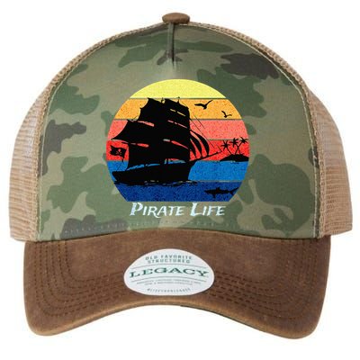 Arrgh Pirate Life Pirate Ship And Jolly Roger Flag Pirate Legacy Tie Dye Trucker Hat