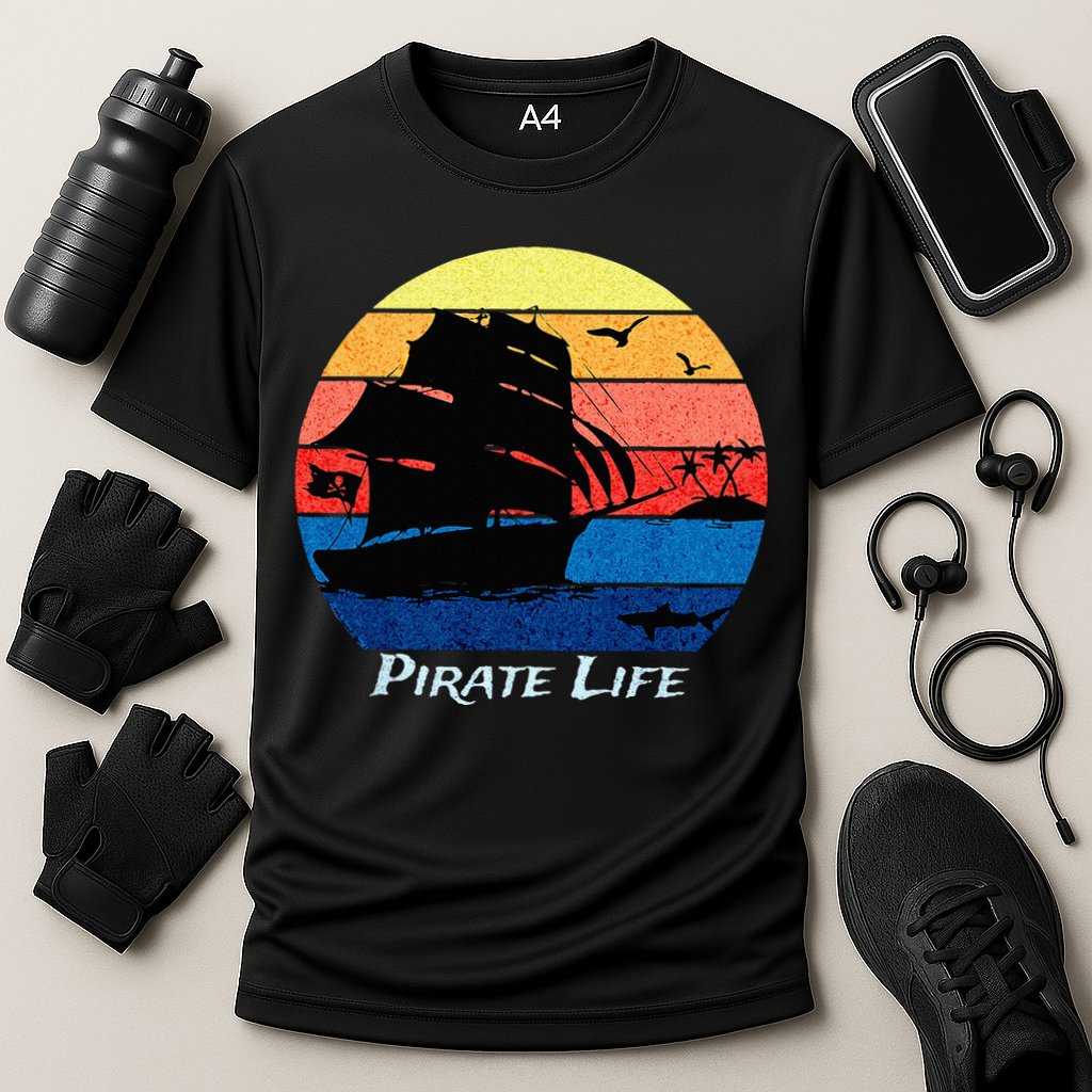 Arrgh Pirate Life Pirate Ship And Jolly Roger Flag Pirate Performance Shirt