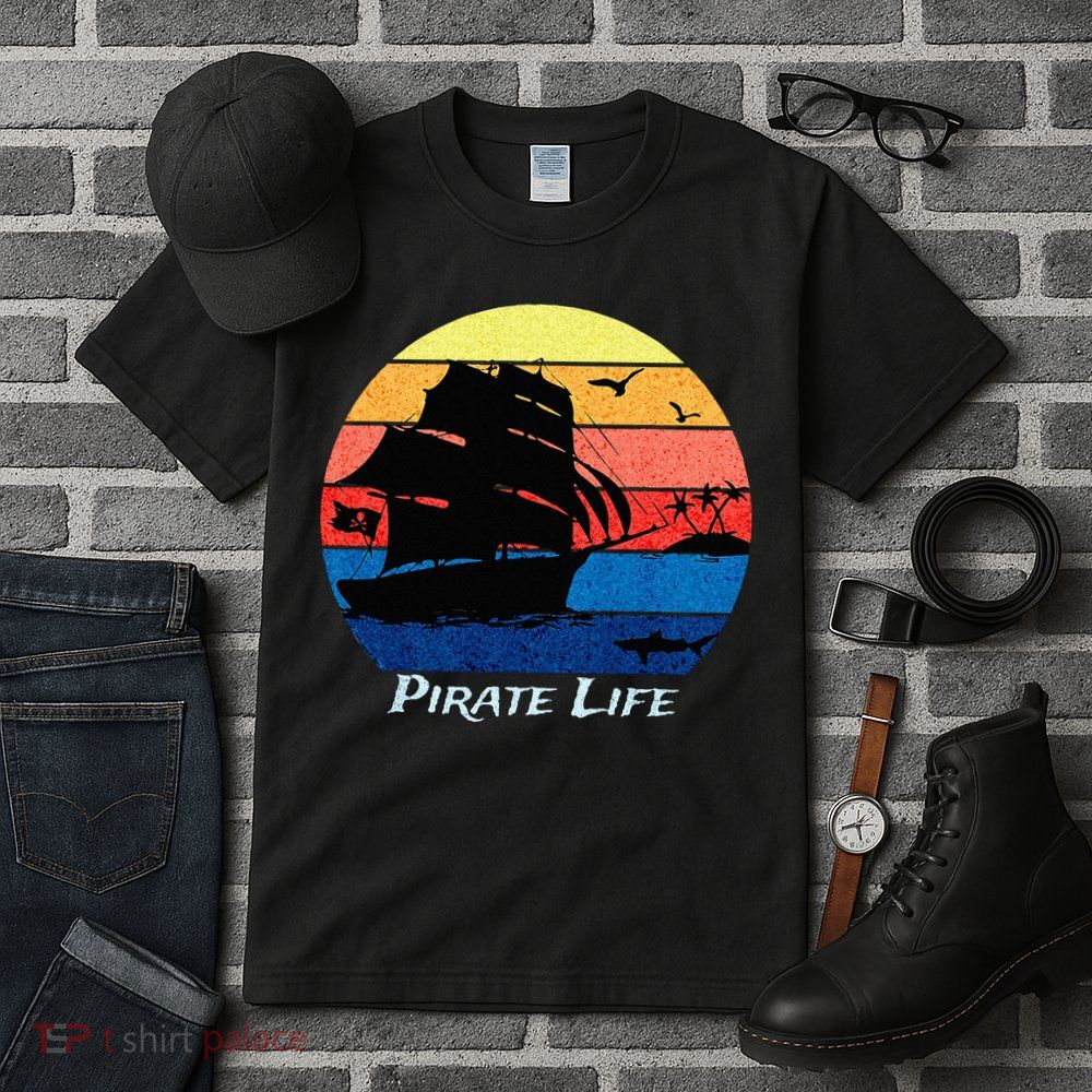 Arrgh Pirate Life Pirate Ship And Jolly Roger Flag Pirate Tall T-Shirt