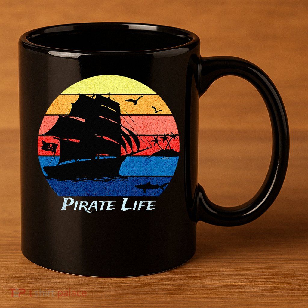 Arrgh Pirate Life Pirate Ship And Jolly Roger Flag Pirate 11oz C Handle Ceramic Mug